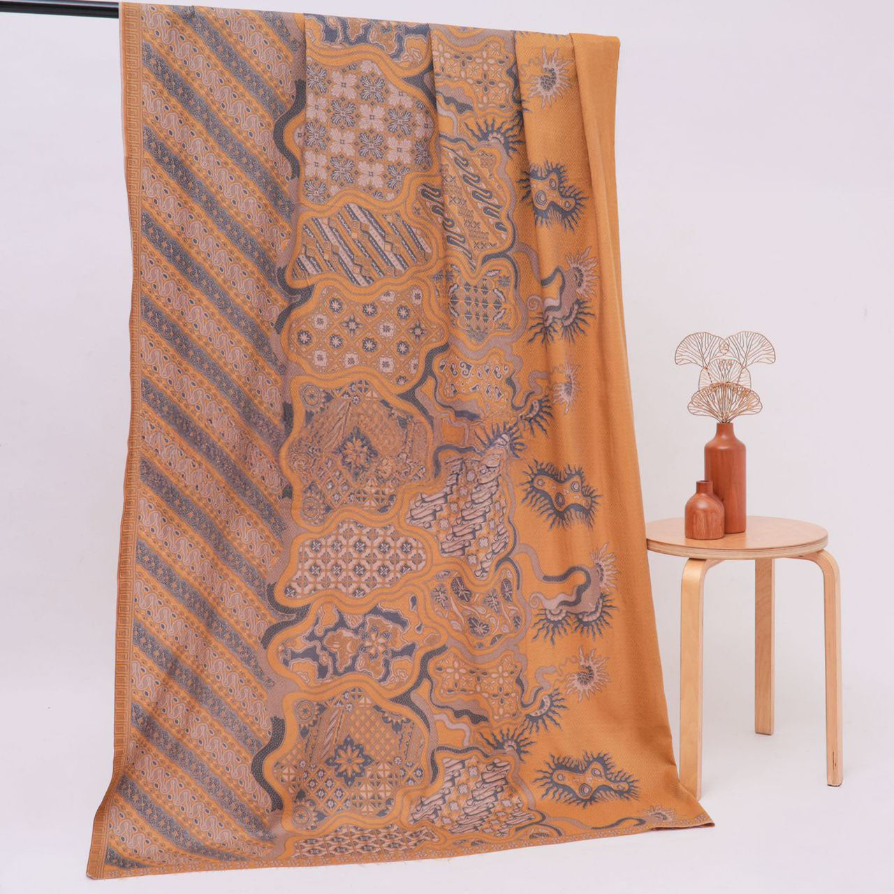 Batik Fabric - Floral Tapestry - Saffron Splendor