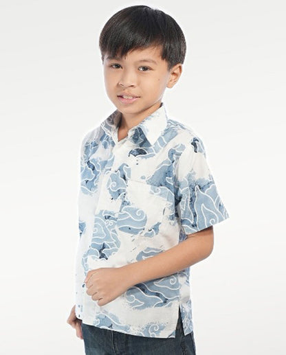 Kid's Batik Shirt - Watercolor Waves